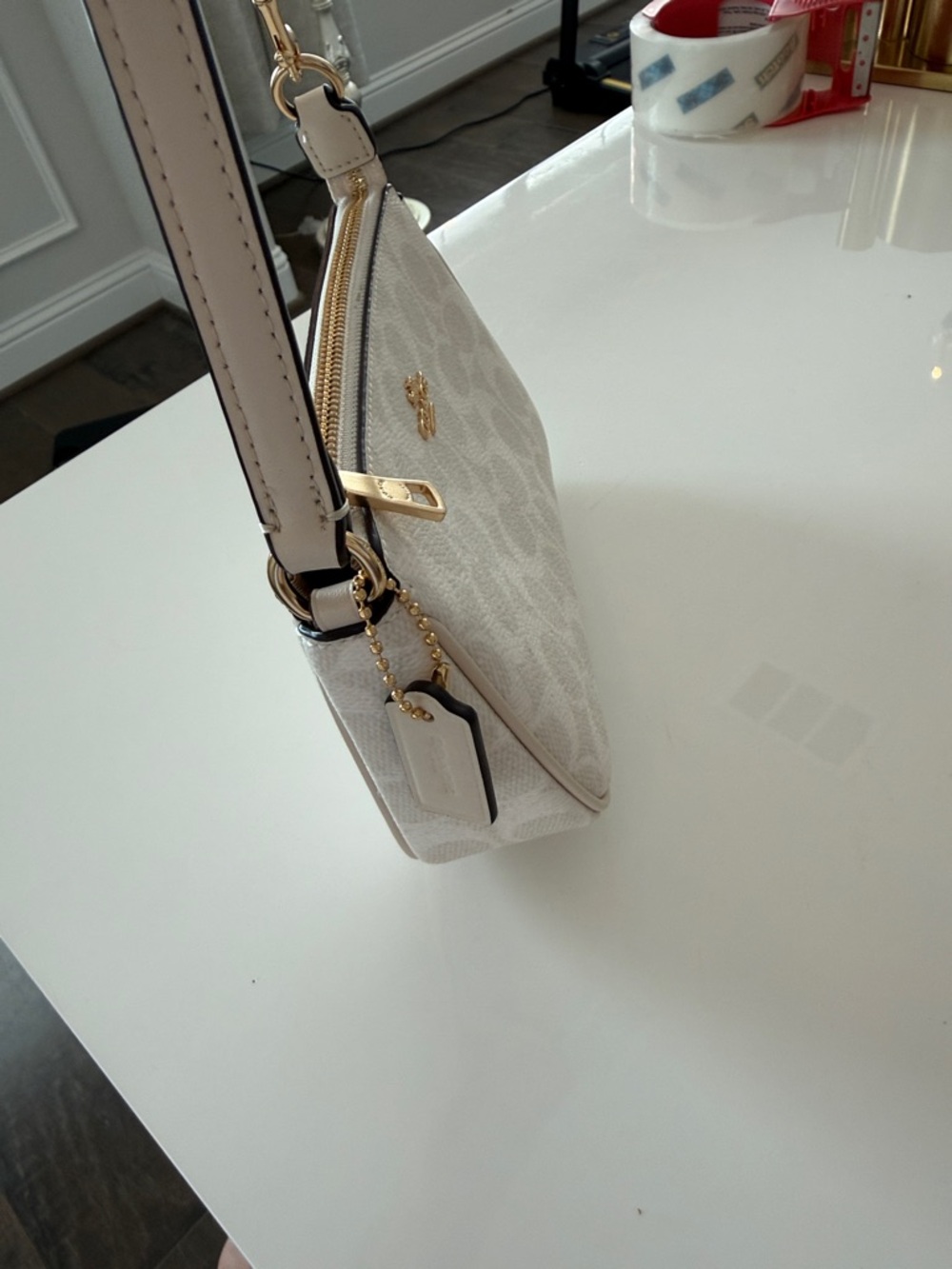 Coach Cream Signature Mini Shoulder Bag with Gold Hardware Nolita 19 - Picture 12 of 14